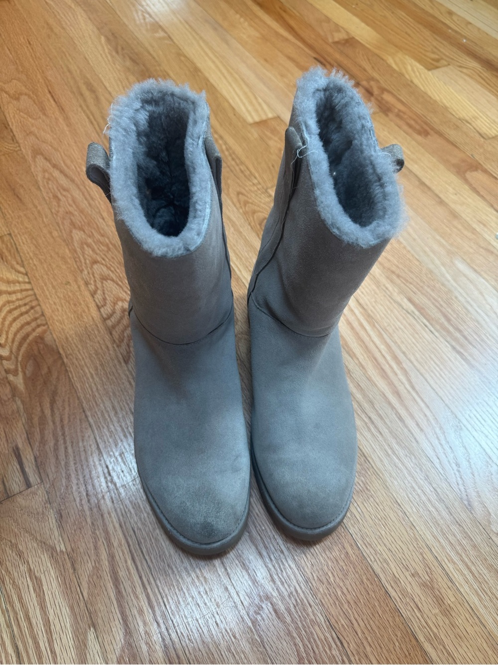 UGG Women's Gray Suede Shearling Short Boots